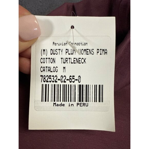 Peruvian Connection Dusty Plum Womens Pima Cotton Turtleneck Medium Long Sleeve - Picture 7 of 8